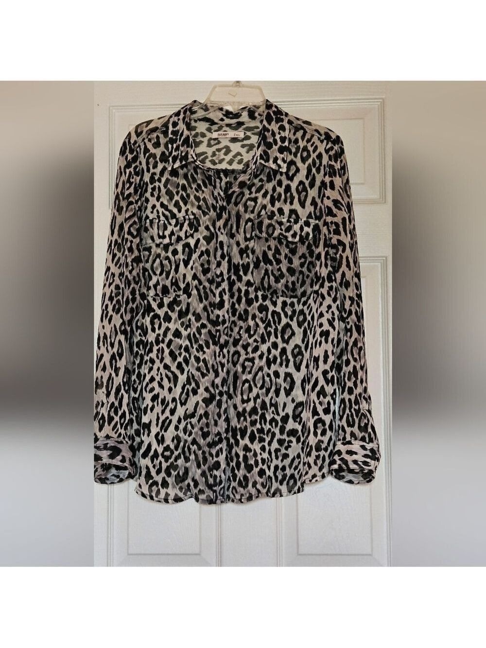 Vintage Old Navy Animal Print Sheer Button Down  XL